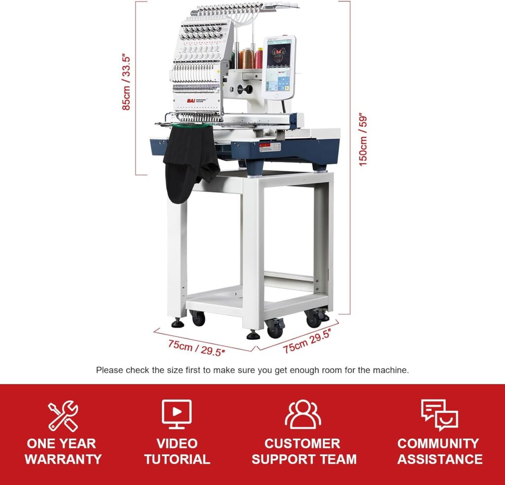 BAi Embroidery Machine Multi Needle Mirror 1501, 15 Needle Computerized Embroidery Machine with 13.7*19.7 Large Embroidery Area, Commercial Embroidery Machine with Laser Positioning and Automatic Color Change