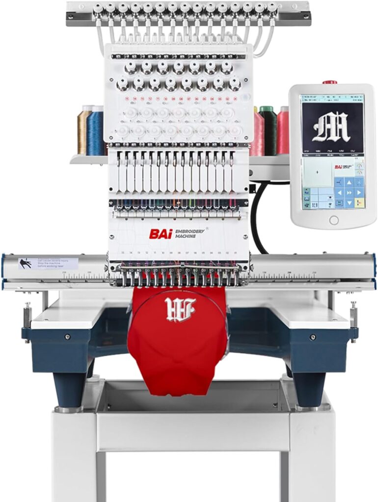 BAi Embroidery Machine Multi Needle Mirror 1501, 15 Needle Computerized Embroidery Machine with 13.7*19.7 Large Embroidery Area, Commercial Embroidery Machine with Laser Positioning and Automatic Color Change