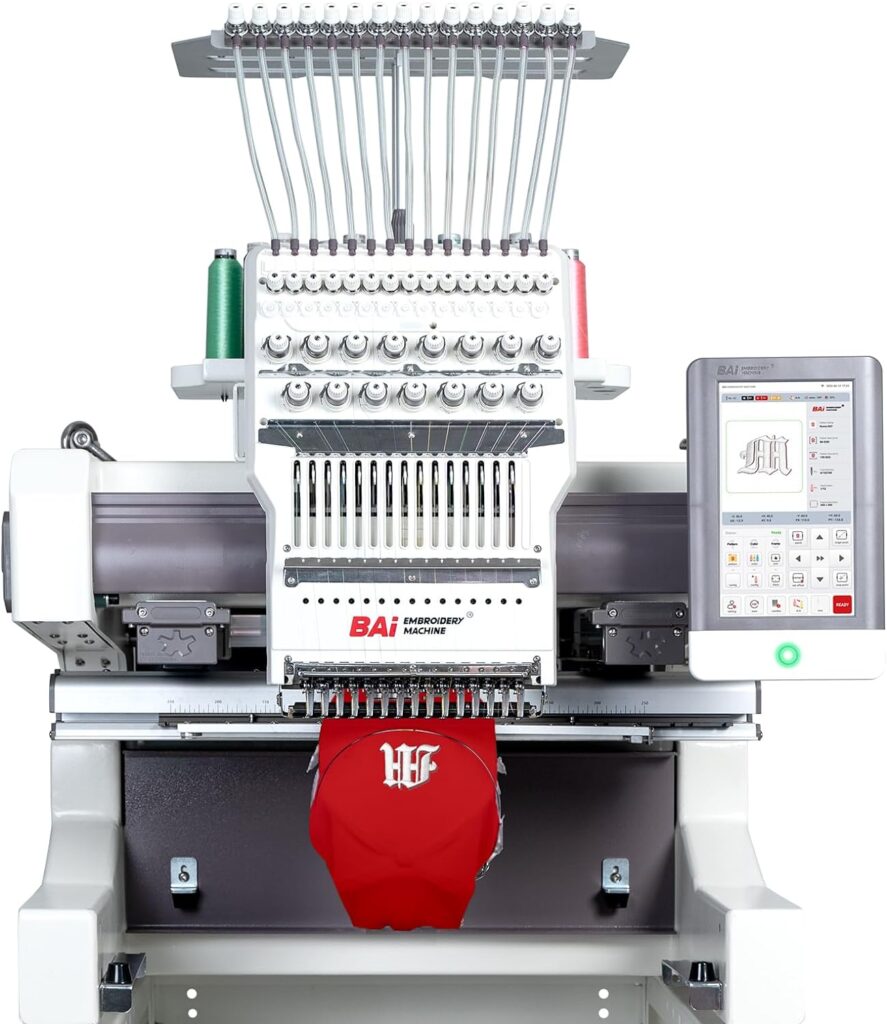 BAi Industrial Embroidery Machine Vision V22, Multi Needles Computerized Embroidery Machine for Hat,15.7x19.7 Embroidery Area,15 Needles Tubular Structure Stable Cap Embroidery Machine
