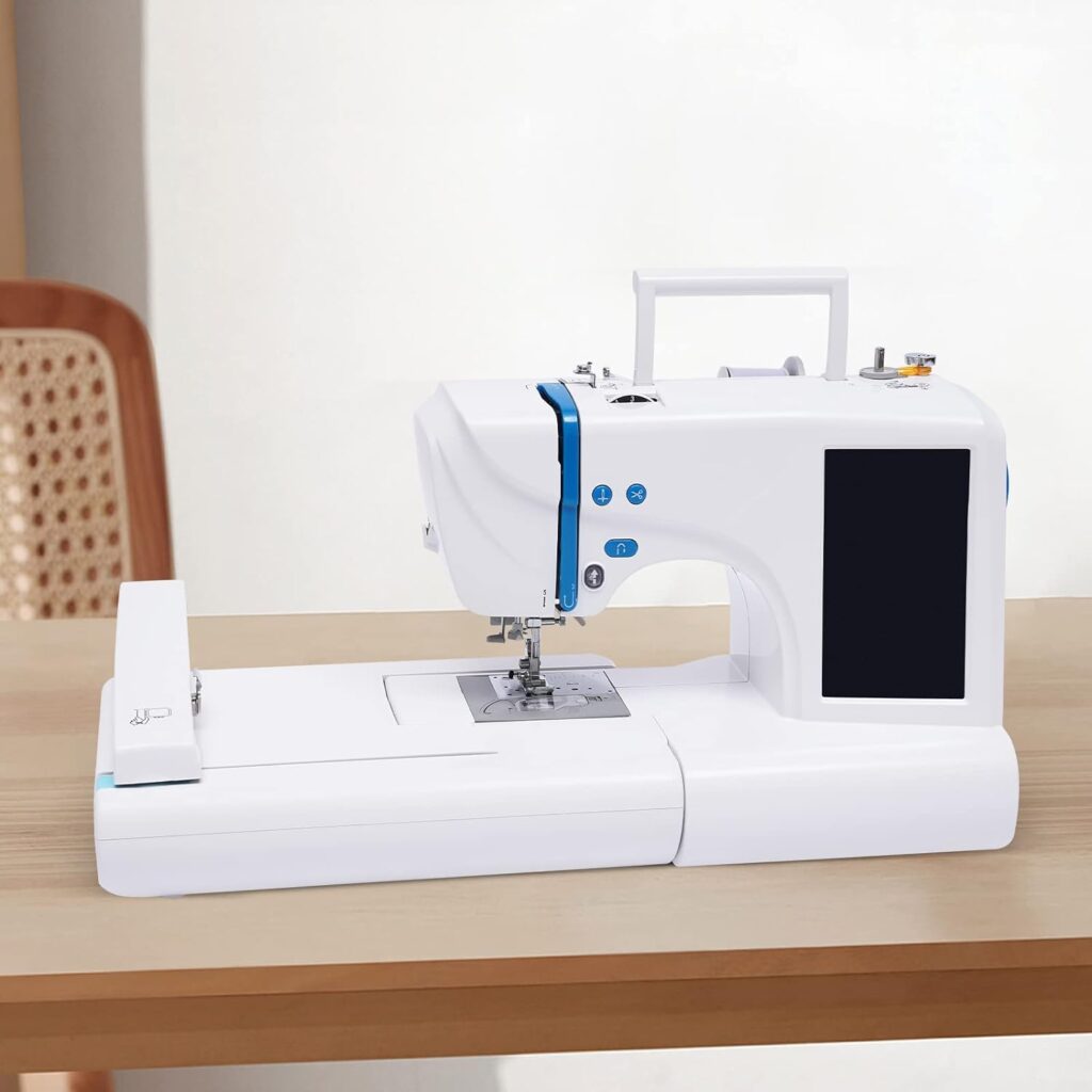 BANLICALI Embroidery Machine, 2-In-1 Sewing  Embroidery Machine Computerized Embroidery Machine with 4x9.2 Embroidery Area, LCD Screen  LED Lamp for Home Clothing Tailoring Stores White 650r/m