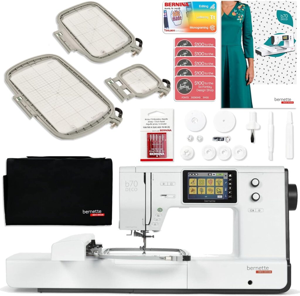 Bernette B70 6 x 10 Embroidery Machine Bundle with Deluxe Software Package