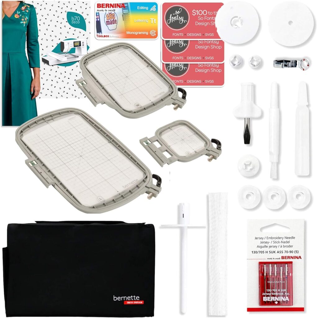 Bernette B70 6 x 10 Embroidery Machine with Deluxe Accessory Bundle and Premium Software Package