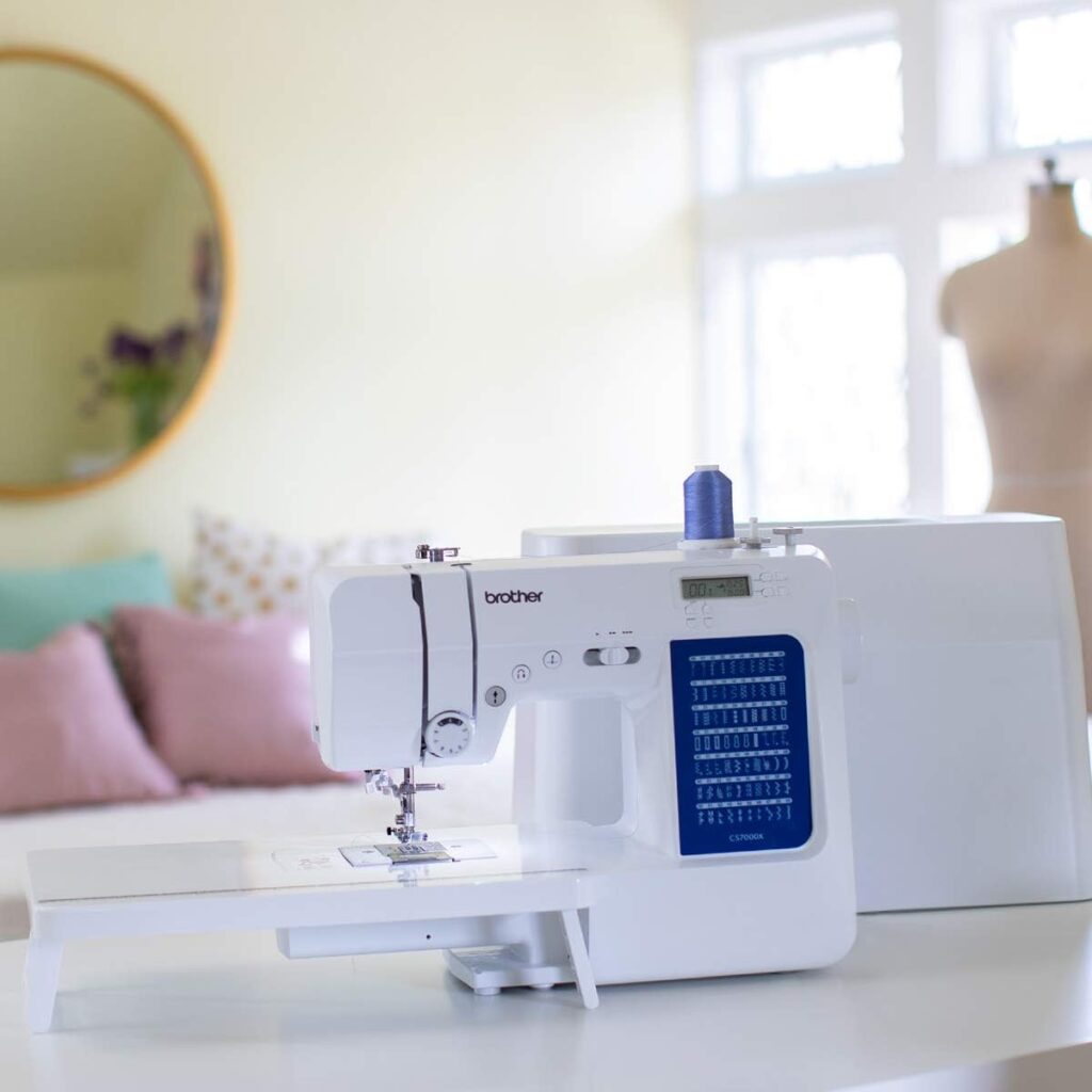 Brother CS7000X Computerized Sewing and Quilting Machine, 70 Built-in Stitches, LCD Display, Wide Table, 10 Included Feet, White