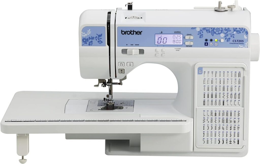 Brother CS7205 Computerized Sewing Machine with Wide Table, 150 Built-in Sewing Stitches, 1 Font, Wide Table, 11 Sewing Feet