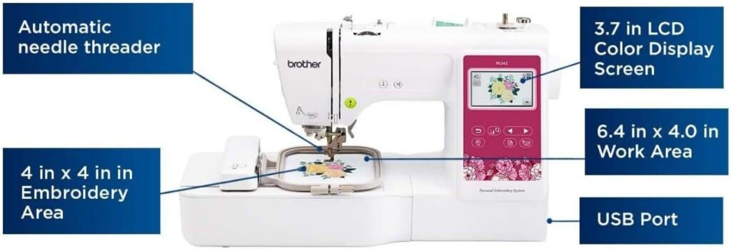 Brother Elite PE545 3.7-Inch LCD Touch Display Computerized Embroidery Machine with Sewing Bundle (3 Items)