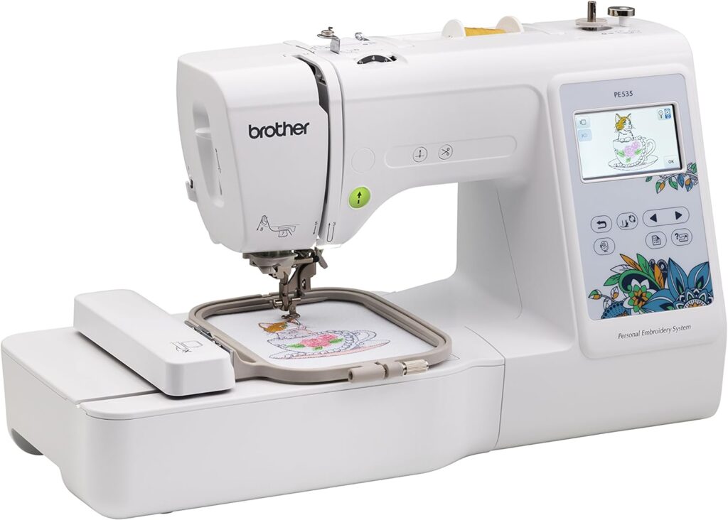 Brother Embroidery Machine, PE535, 80 Built-in Embroidery Designs, 9 Font Styles, 4 x 4 Embroidery Area, Large 3.2 LCD Touchscreen, USB Port