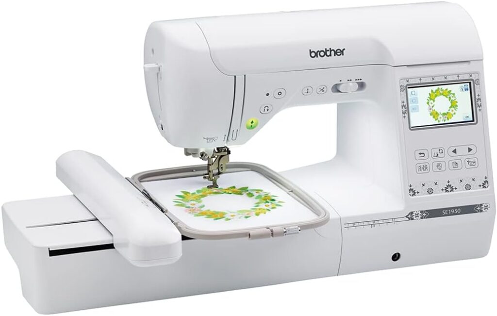 Brother Embroidery Machine, SE1950, 138 Embroidery Designs, 240 Built in Sewing Stitches, Computerized Sewing and Embroidery, 5x7 Embroidery Area, 3.2 LCD Touchscreen Display, 8 Included Sewing Feet