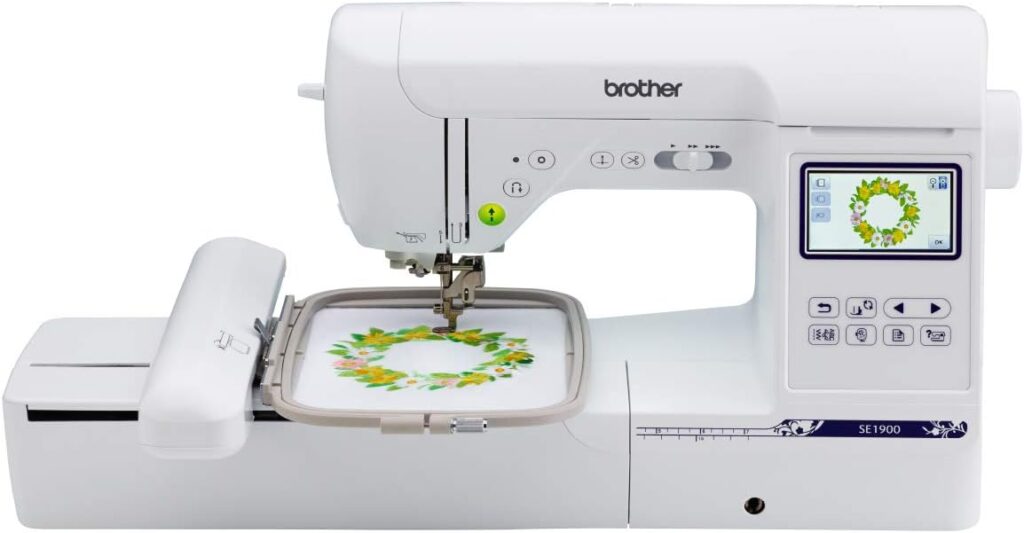 Brother SE1900 Sewing and Embroidery Machine, 138 Designs, 240 Built-in Stitches, Computerized, 5 x 7 Hoop Area, 3.2 LCD Touchscreen Display, 8 Included Feet