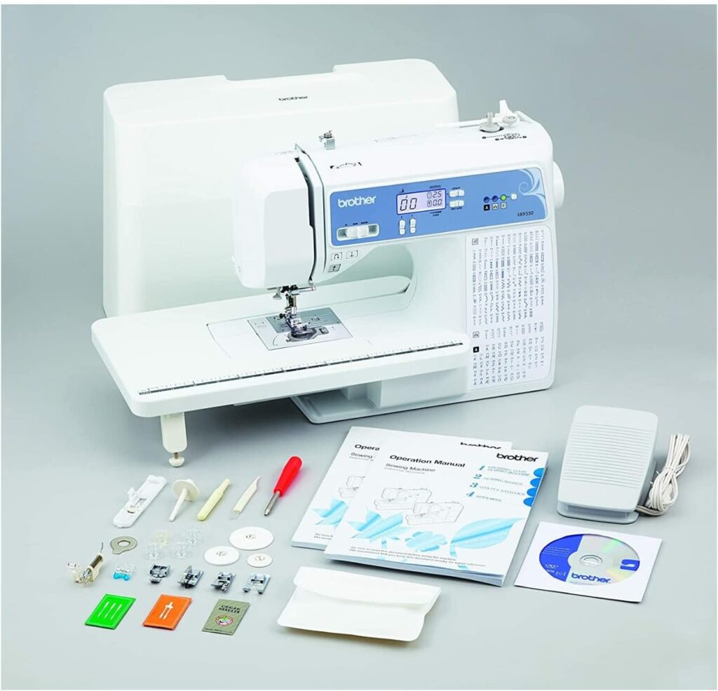 Brother XR9550 Computerized Sewing and Quilting Machine Bundle with Sewing Clips and Polyester Embroidery Sewing Thread (3 Items)