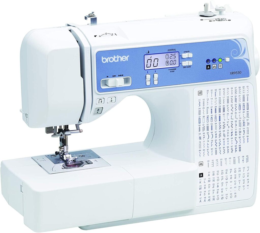 Brother XR9550 Sewing and Quilting Machine, Computerized, 165 Built-in Stitches, LCD Display, Wide Table, 8 Included Presser Feet - White