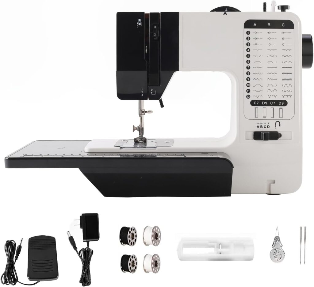 Buart Portable Powerhouse Sewing Machine: 38 Stitch Functions,Dual-Speed, Reverse Stitching, and Foot Pedal Portable Sewing Machine with Extendable Work Table, – Perfect for Beginners
