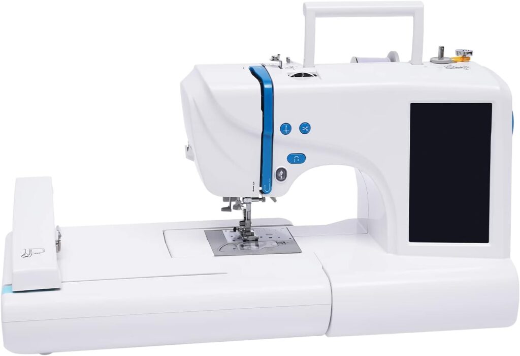 CNCEST Embroidery Machine, 75 Built-in Designs 111 Built-In Stitches Hat Embroidery Machine with 4 x 9.2 Embroidery Area and Large 7 LCD Touch Screen, Sewing and Embroidery Machine for Beginners