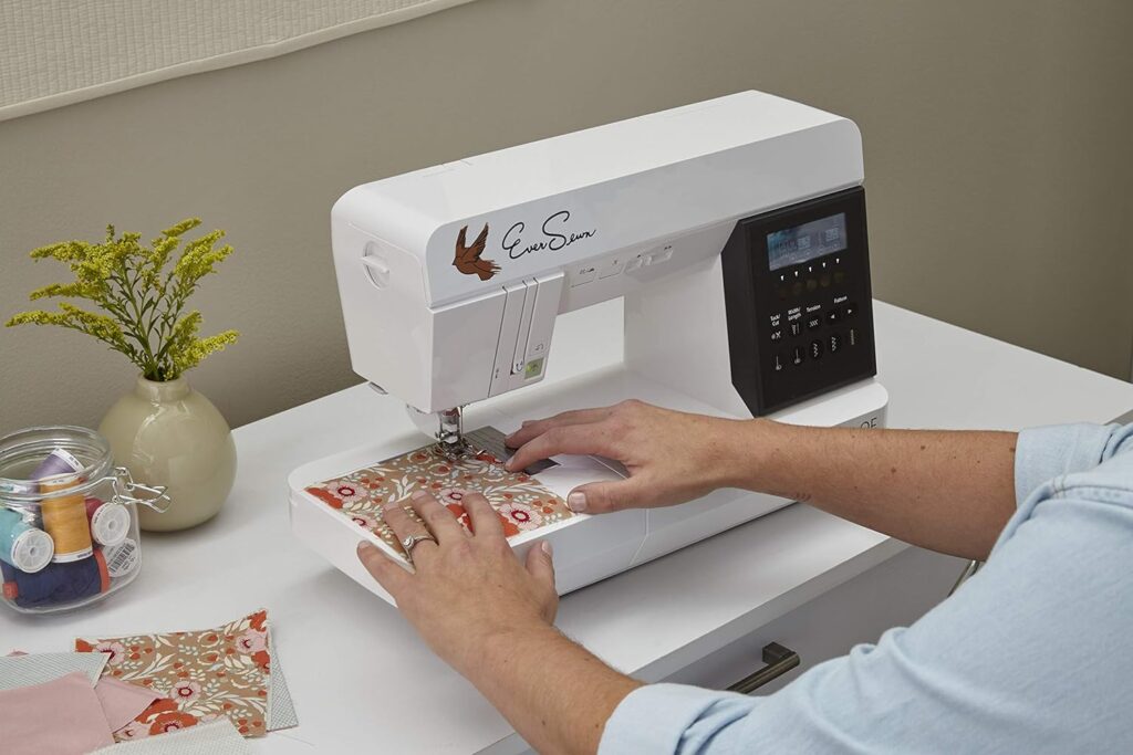 EverSewn Sparrow QE Professional Sewing and Quilting Machine - 8Û Throat - 70 Stitch Patterns - Intuative Control Panel, White