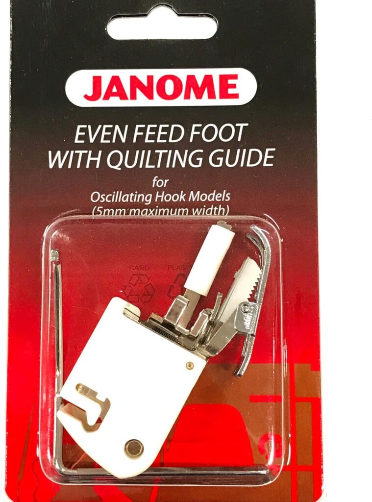 Janome Even Feed Foot with Quilting Guide Oscillating Hook Models for Low-Shank Sewing Machines