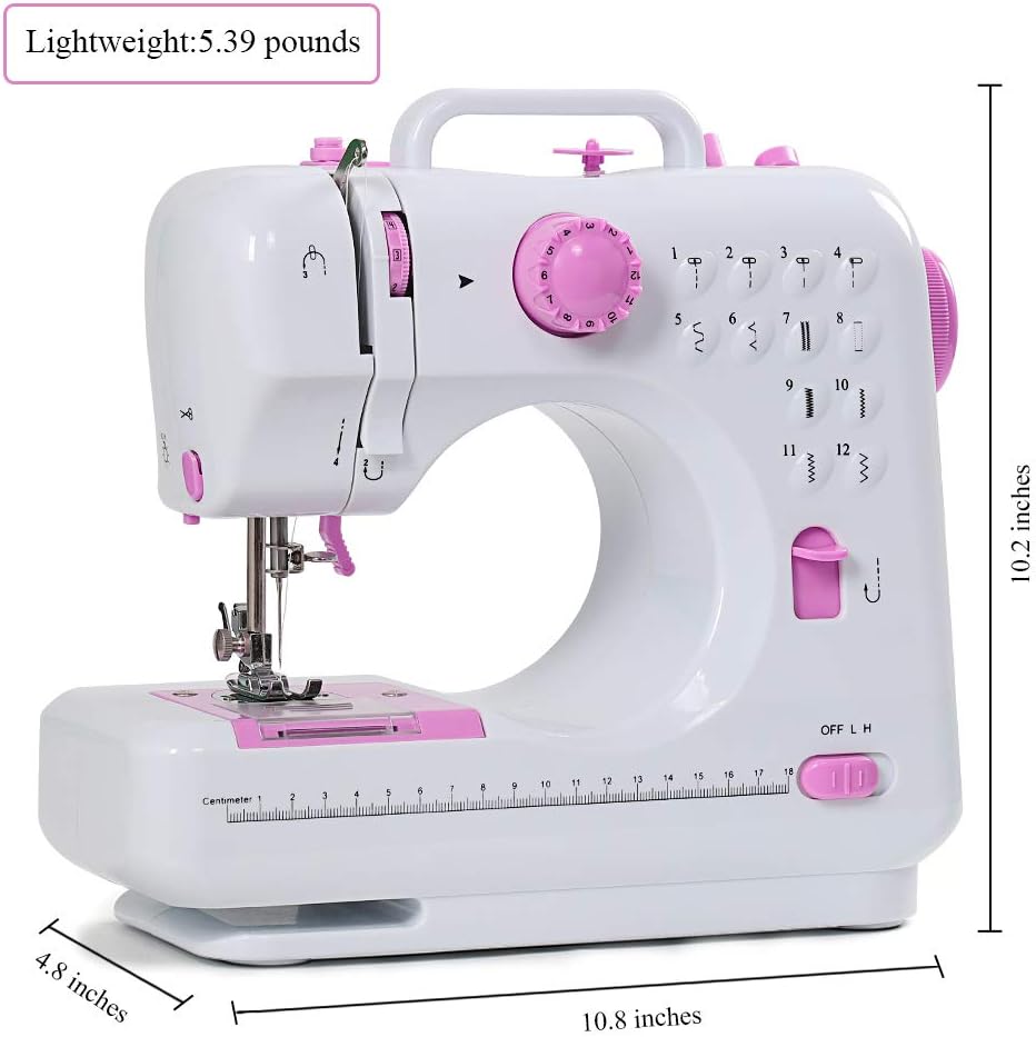 Mini Sewing Machine, Portable Multi-Purpose Crafting Mending Machine Household 12 Built-in Stitches  Double Thread for Beginners Blue