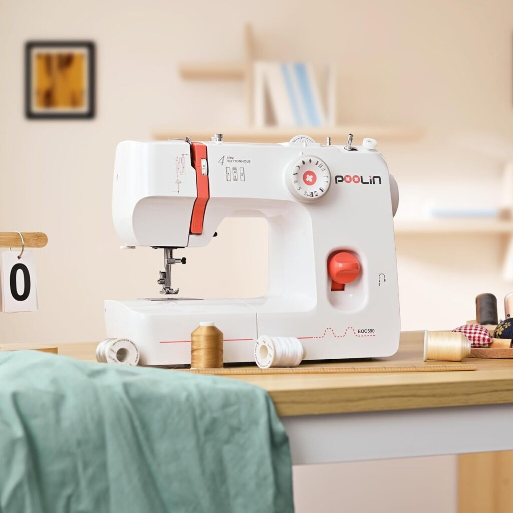 Poolin Basic Sewing Machine for Children - 27 Stitch Applications with Multiple Accessories Include Video Tutorials  Quick Guide  Instruction Manual, EOC565