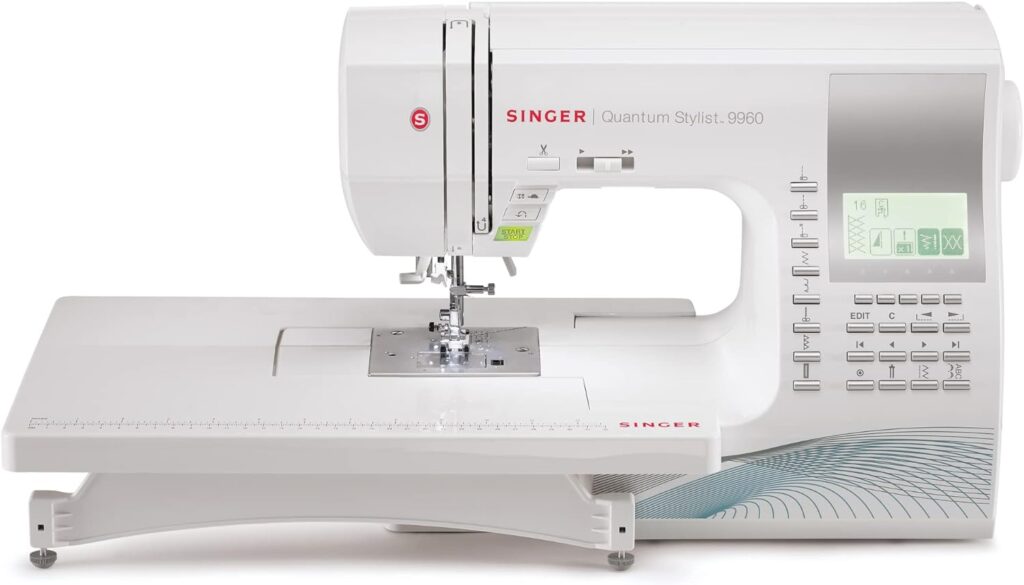 SINGER | 9960 Sewing  Quilting Machine With Accessory Kit, Extension Table - 600 Stitches  Electronic Auto Pilot Mode, 28.22 Pounds, White