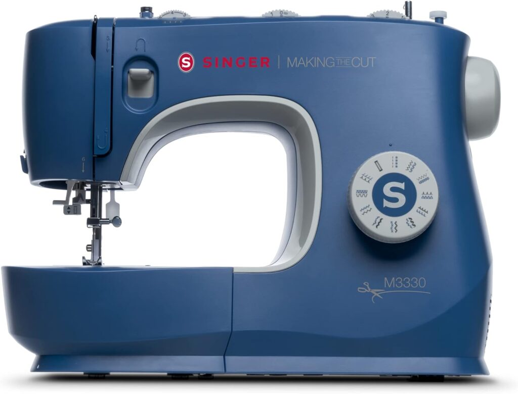 SINGER Making The Cut Sewing Machine with 97 Stitch Applications  Accessory Kit M3330, Simple  Easy To Use, Perfect For Beginners, Blue.