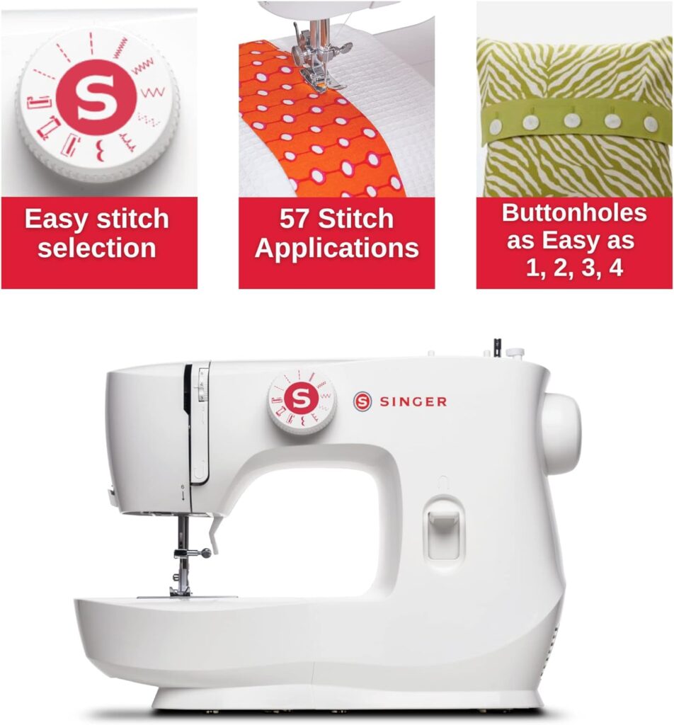 SINGER | MX60 Sewing Machine With Accessory Kit  Foot Pedal - 57 Stitch Applications - Simple  Great for Beginners