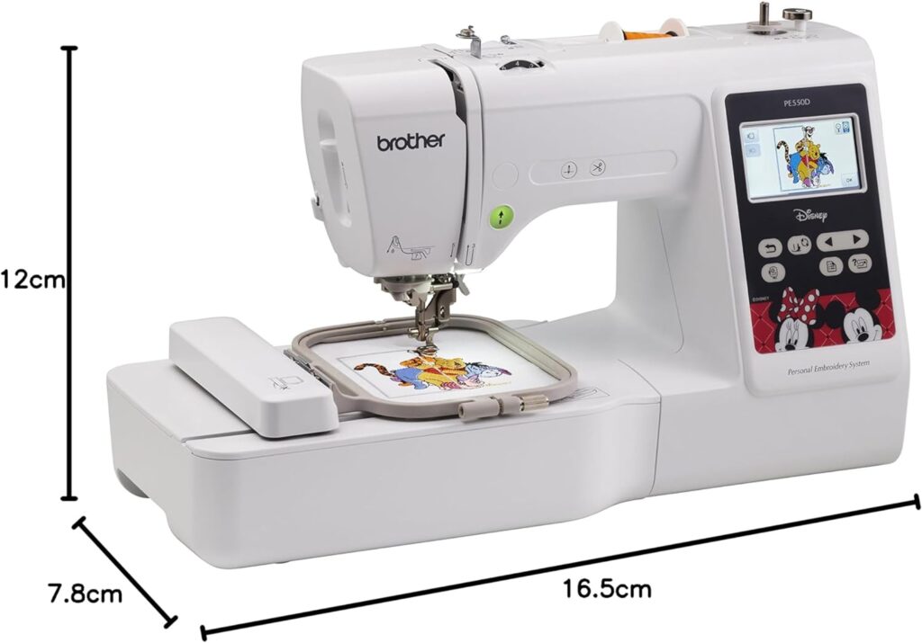 Brother Embroidery Machine, PE550D, 125 Built-in Designs including 45 Disney Designs, 9 Font Styles, 4 x 4 Embroidery Area, Large 3.2 LCD Touchscreen, USB Port