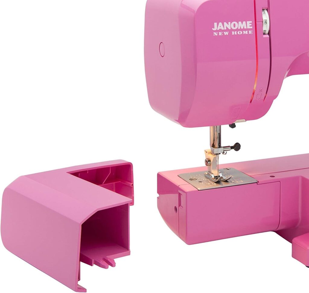 Janome Blue Couture Easy-to-Use Sewing Machine with Interior Metal Frame, Bobbin Diagram, Tutorial Videos, Made with Beginners in Mind!