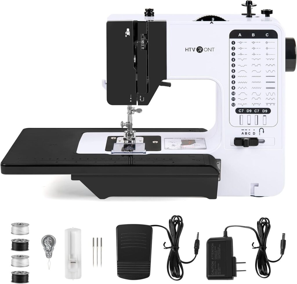 HTVRONT Sewing Machine for Beginners and Kids - 38 Built-In Stitches Mini Sewing Machine with Extension Table,Small Portable Sewing Machine with Foot Pedal  Sewing Kit